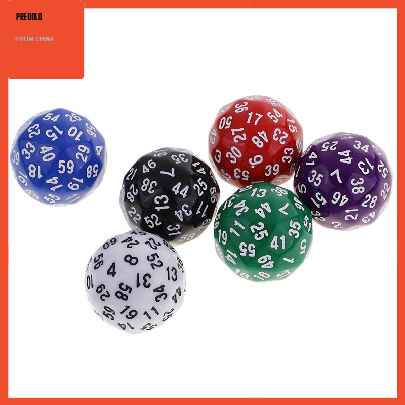 [Predolo] 6 ชิ้น 60 ด้าน D60 Polyhedral s -60 สําหรับอุปกรณ์เกมกระดาน Dungeon & RPG