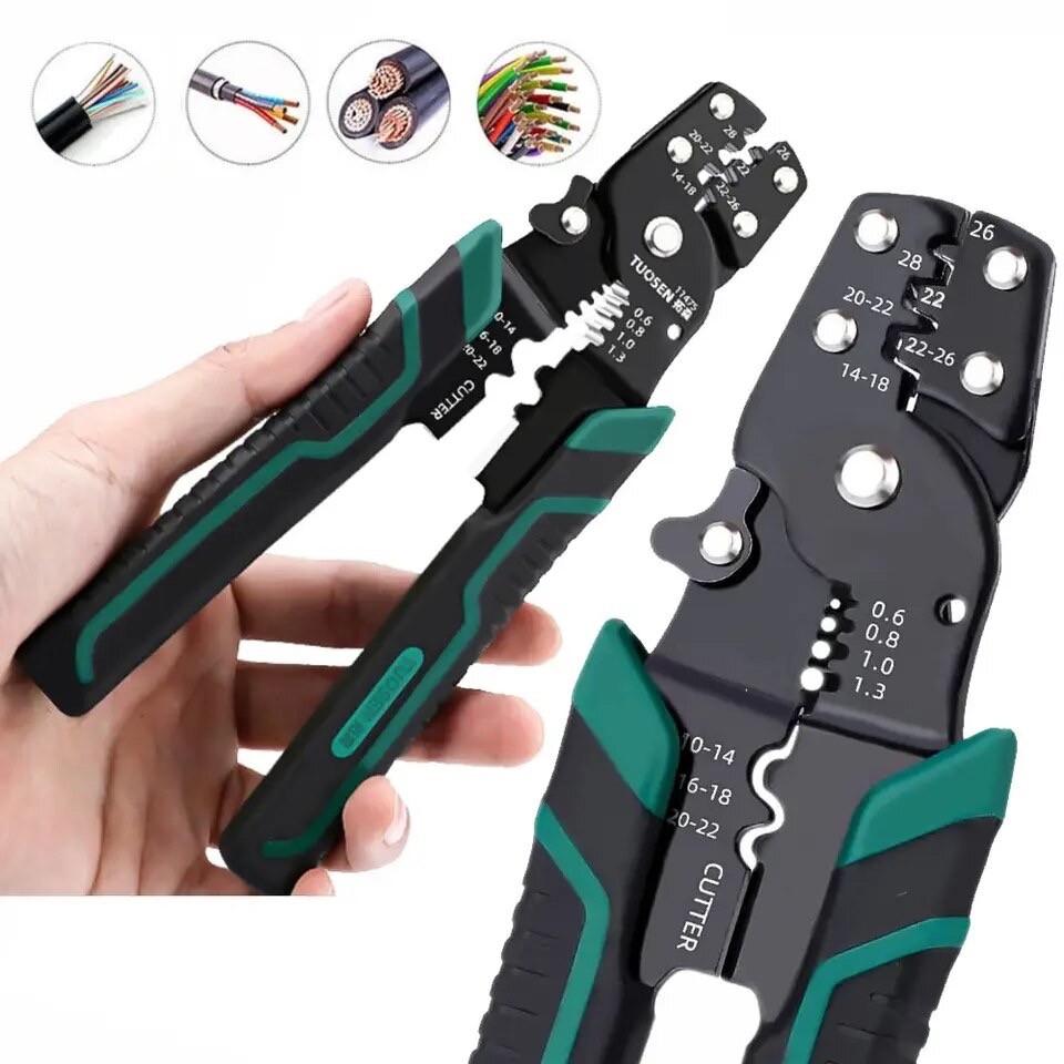 【สปอต COD】 คีม คีมย้ำสายไฟ คีมปอกสายไฟ 8 นิ้ว Chrome Vanadium Steel Cable Stripping Pliers - รูปที่ 3