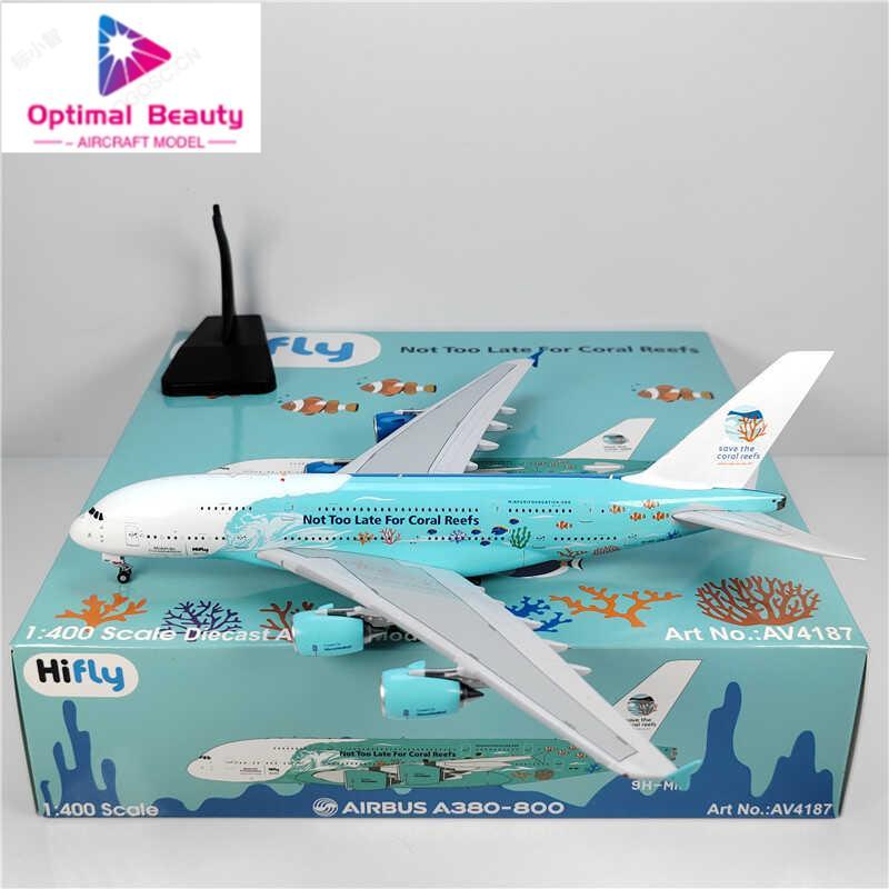 การบิน 1:400 Hifly 空 A380 9H-MIP ปะการัง 合金飞机模型