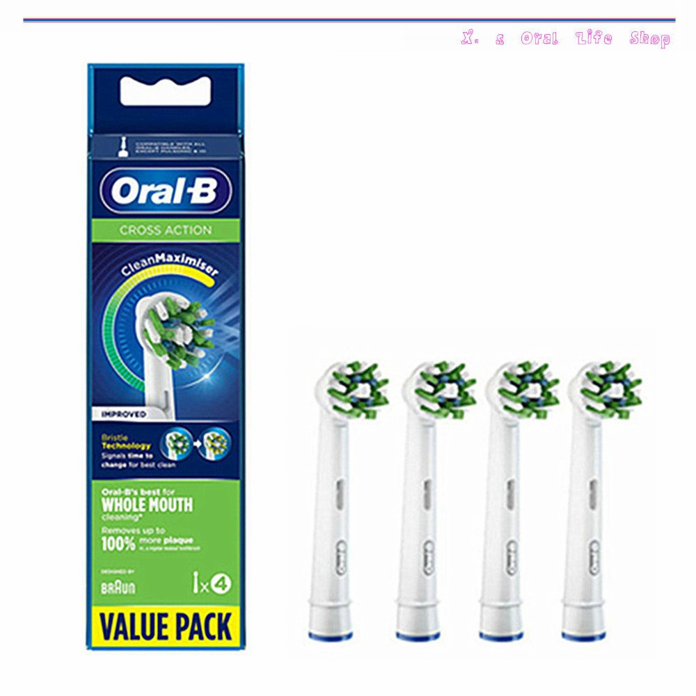 หัวแปรงสีฟัน Oral B CrossAction พร้อมเทคโนโลยี CleanMaximiser แพ็ค 4&10 ชิ้น