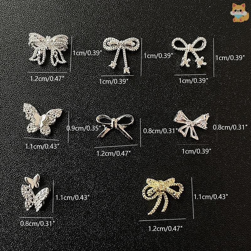 [VI] ดอกไม้เงินทองอุปกรณ์แต่งเล็บ Rhinestones เล็บเครื่องประดับโบว์ตกแต่งเล็บ 3D เล็บเจาะ TH - รูปที่ 3