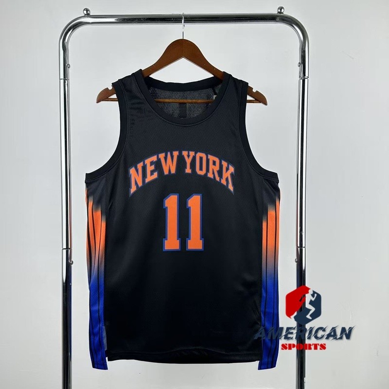 Mens Hot Pressed 2025-26 New York Knicks Jalen Brunson Black Basketball Jersey