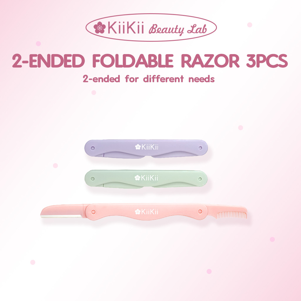KiiKii Beauty Lab ที่กันคิ้ว หัวคู่ใช้งาน กันคิ้ว ด้านมีดโกนและด้านหวี พับเก็บได้ แบบพกพา 3 ชิ้น