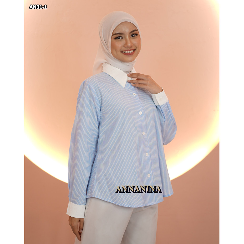 KEMEJA KATUN NMR Zarra Cotton Shirt เสื้อเชิ้ตลายคอปก AN31