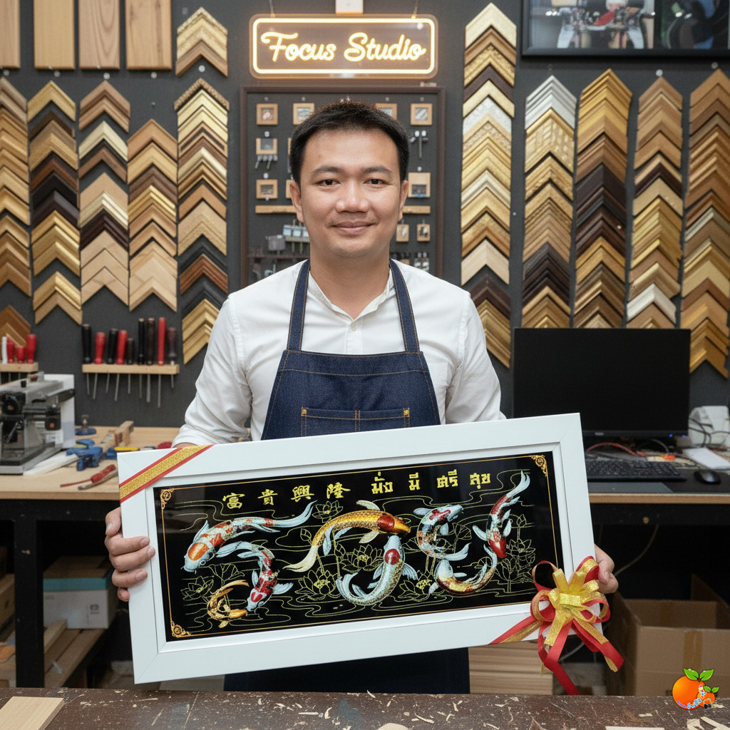 กรอบรูปมงคล ม้า/มังกร/ปลาคราฟ/เรือสำเภา เสริมฮวงจุ้ย รับทรัพย์ ขึ้นบ้านใหม่ สวยหรู มีประกัน