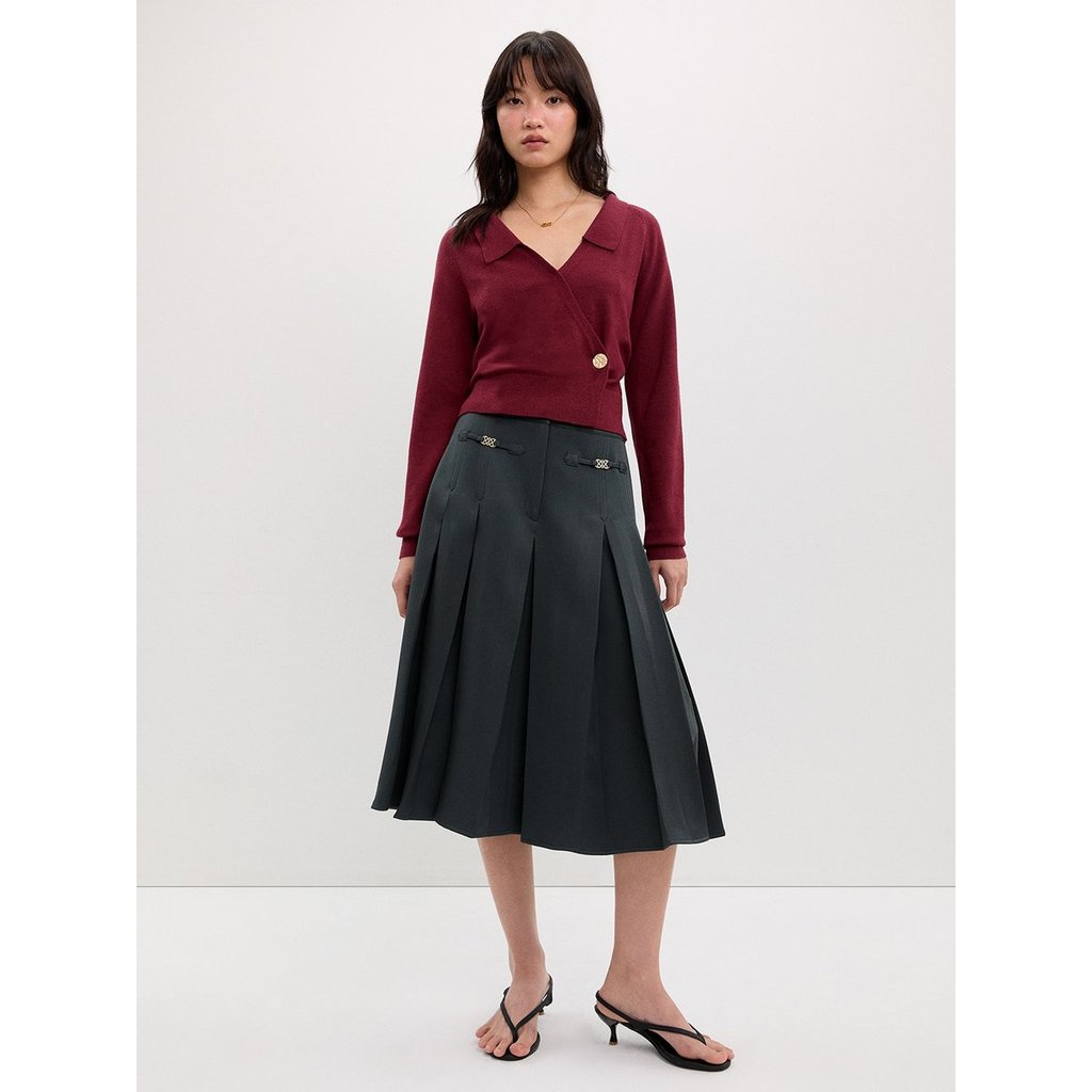 [Pomelo] เสื้อคอปกติดกระดุม / Wrapped Knit Top - รูปที่ 5