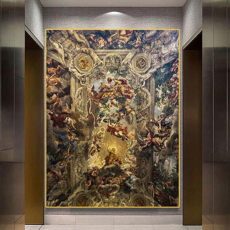 พิธีกรีกโบราณ Grand Leonardo Da Vinci ผ้าใบภาพวาดสีน้ํามันโปสเตอร์ที่มีชื่อเสียง Wall Art 0717