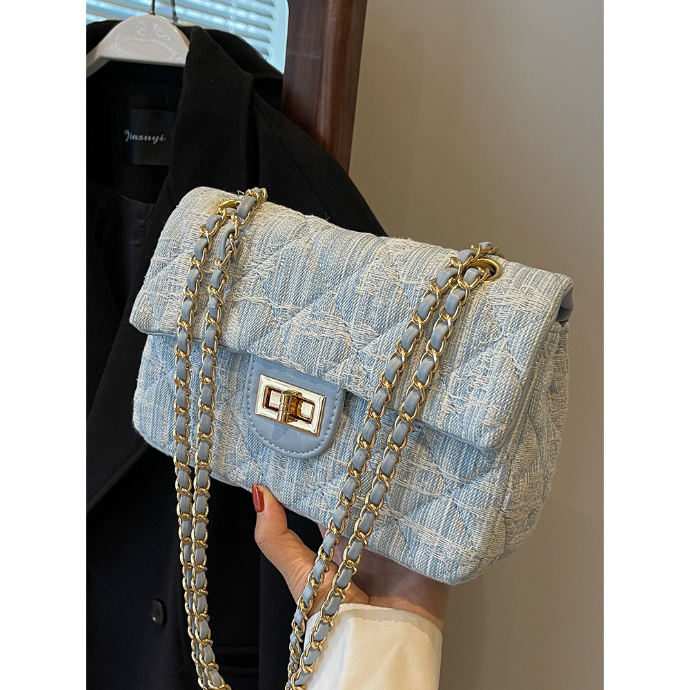 Thailand lyn Brand Designer This Years Popular Chanel Style Denim Chain Bag 2025 New Style All-Match