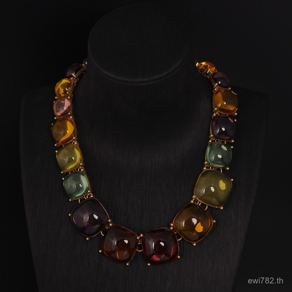 ที่ไม่ซ้ํากันออกแบบโรงงานสร้อยคอยุคกลาง Jelly Beans Retro Source Temperament vintage High-End สีแฟชั