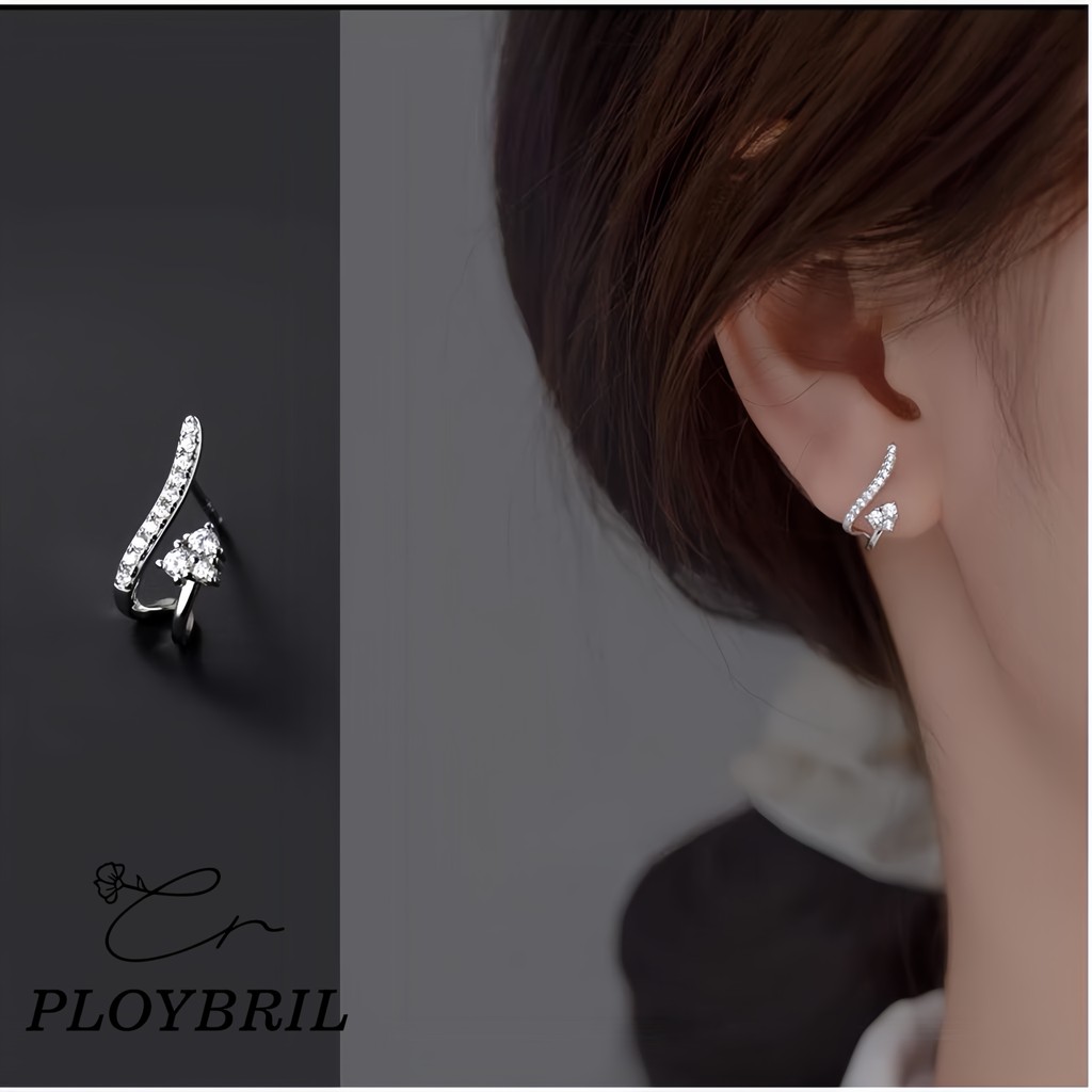 PLOYBRIL ต่างหูเงินแฟชั่นทําจากเงินสเตอร์ลิง s925  ต่างหูรูปหัวใจ ต่างหูสไตล์เกาหลีE013