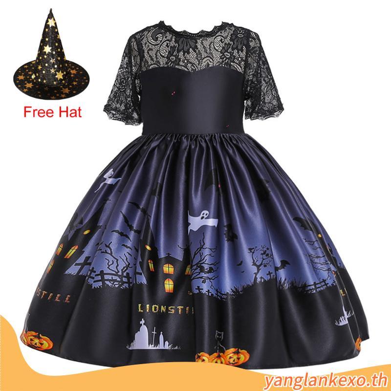 ชุดคอสเพลย์ฮาโลวีน Carnaval ออกแบบเหมือนฟักทองและค้างคาว สีดำและส้ม สำหรับงานปาร์ตี้ AWS080