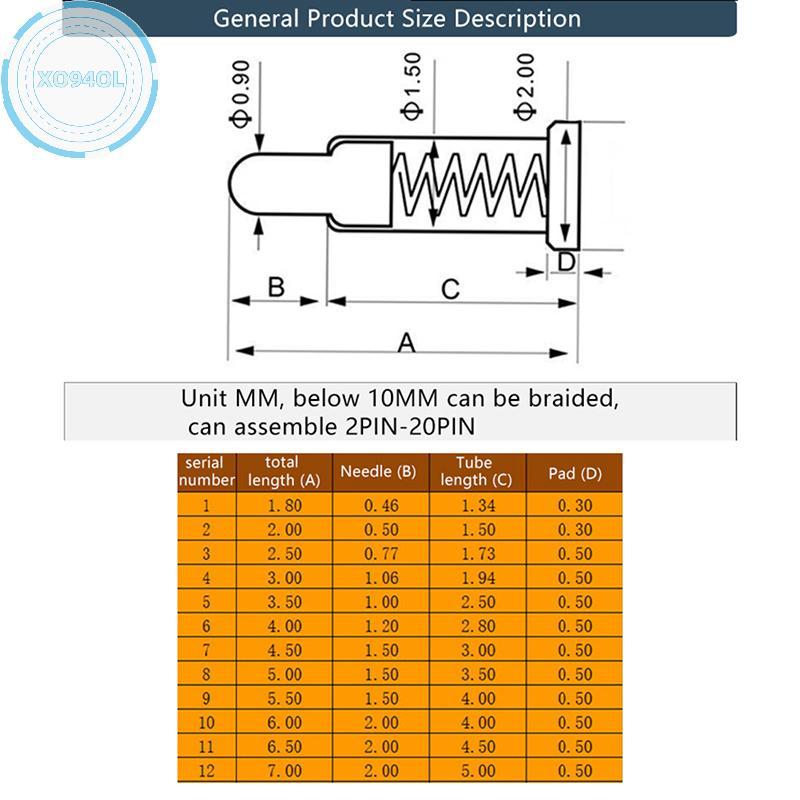 Xo94ol 10 ชิ้น SMT Pogo Pin Connector Pogopin แบตเตอรี่ฤดูใบไม้ผลิโหลด Contact เข็ม PCB 2.0/3/3.5/4/4.5/5/5.5/6.5/7 มิลลิเมตร Test Probe TH - รูปที่ 3