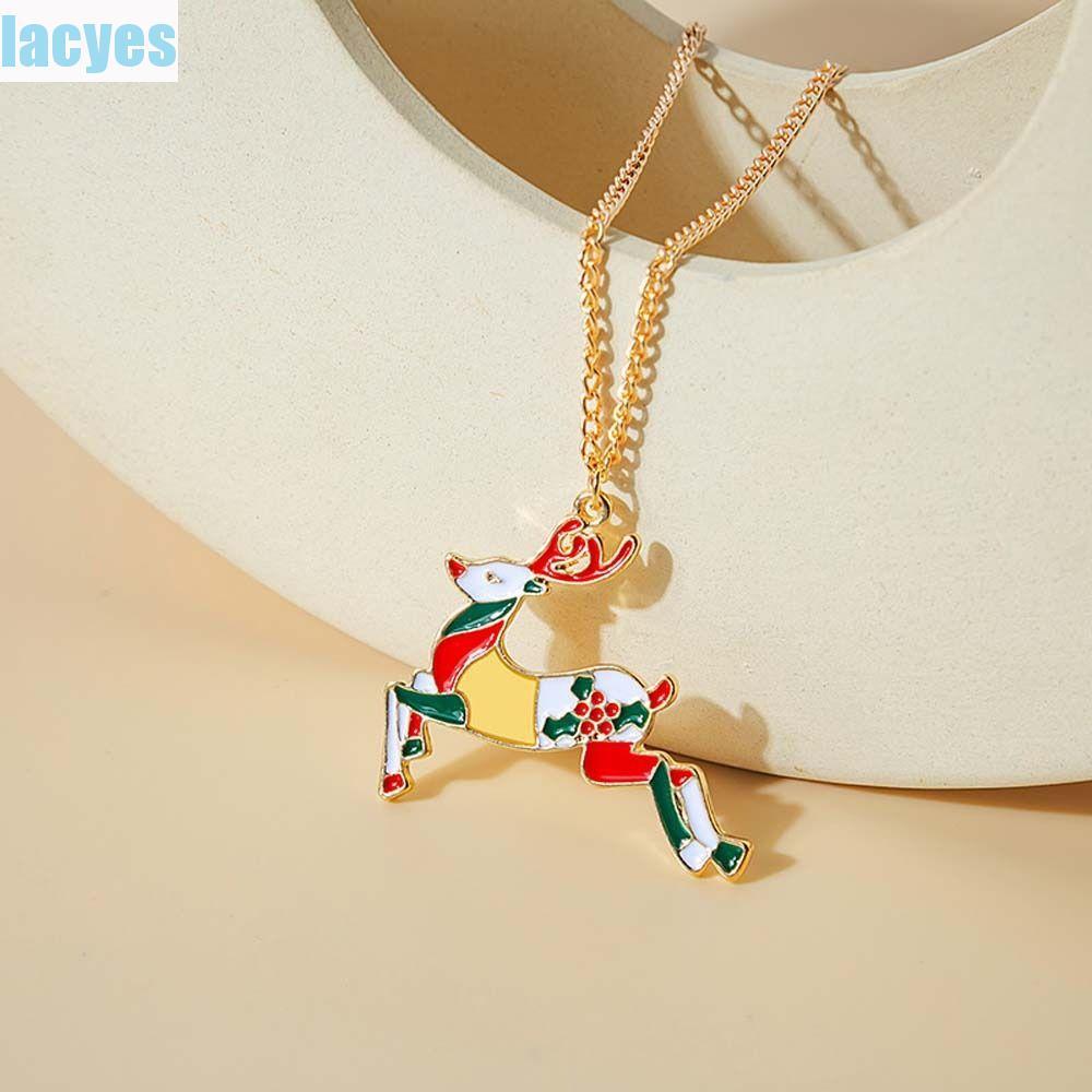 LACYES สร้อยคอคริสต์มาส Snowman เครื่องประดับคริสต์มาส Elk Merry Christmas Clavicle สร้อยคอ