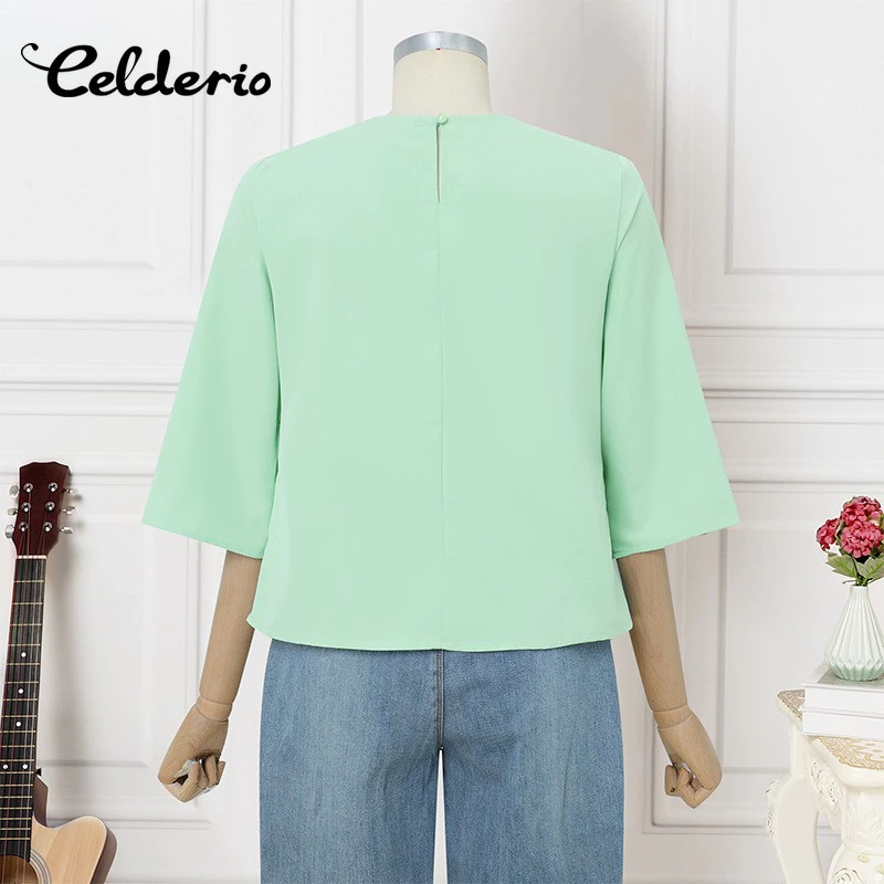Celderio เสื้อเชิ้ตแขนสั้นผู้หญิง ลายดอกไม้ thumbnail 3