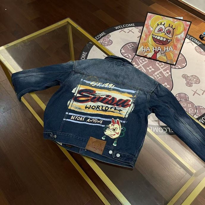 Evisu New Style Lapel Loose Denim Jacket Men