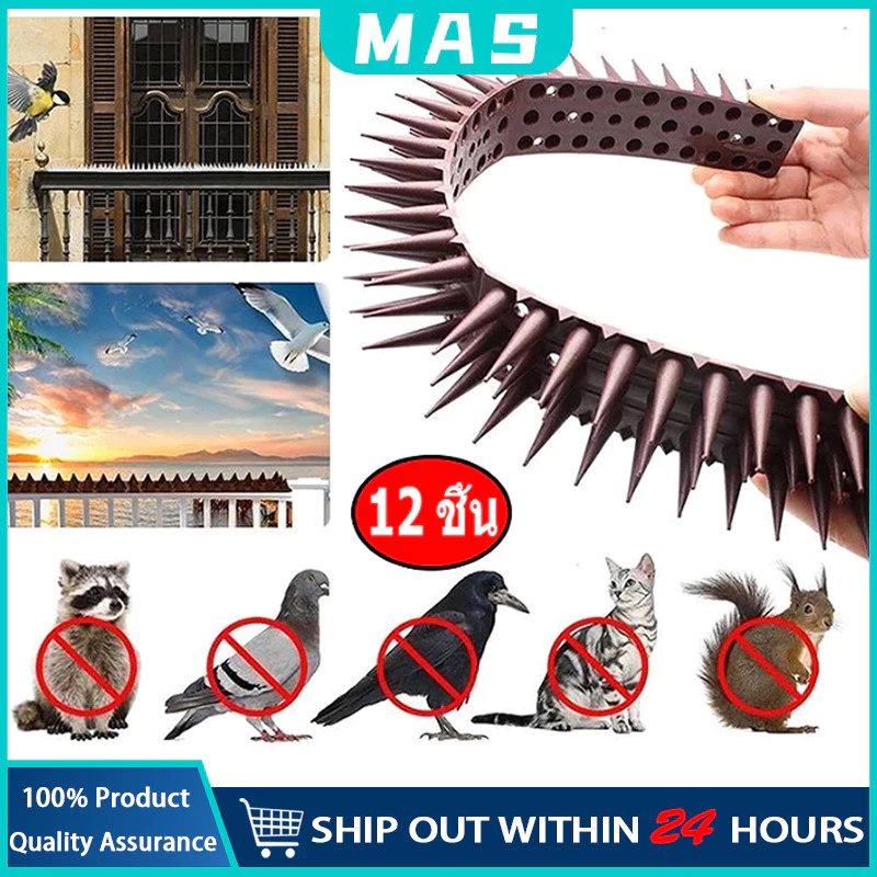 MAS หนามไล่นก 43X4X3.5ซม 12ชิ้น ไล่นกพิราบ ที่ดักนก กันนกพิราบ Bird Spikes กันนกเกาะ อุปกรณ์ไล่นกทำรัง ก้อนไล่นกพิราบ