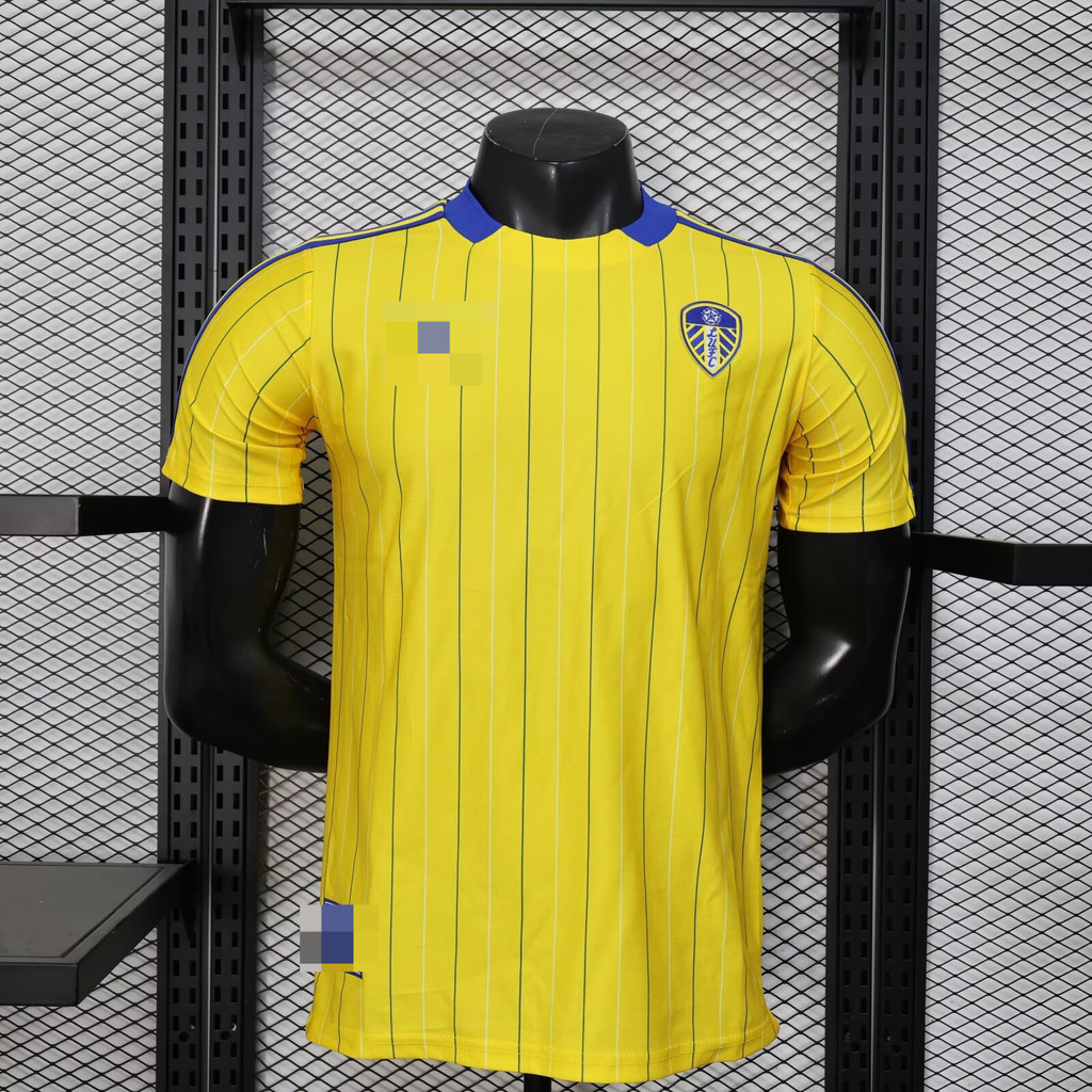 เสื้อยืดแขนสั้น Leeds United แบบลําลองย้อนยุค สีเหลือง คุณภาพสูง ไซส์ S-4XL