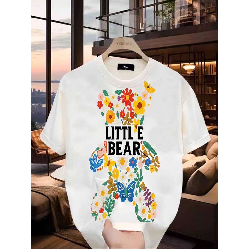 เสื้อยืดไซส์ใหญ่สไตล์อเมริกัน พิมพ์ลายกราฟฟิกเท่ห์ ทำจากผ้าฝ้ายแท้ ระบายอากาศได้ดี แขนสั้นและคอรอบ - รูปที่ 2