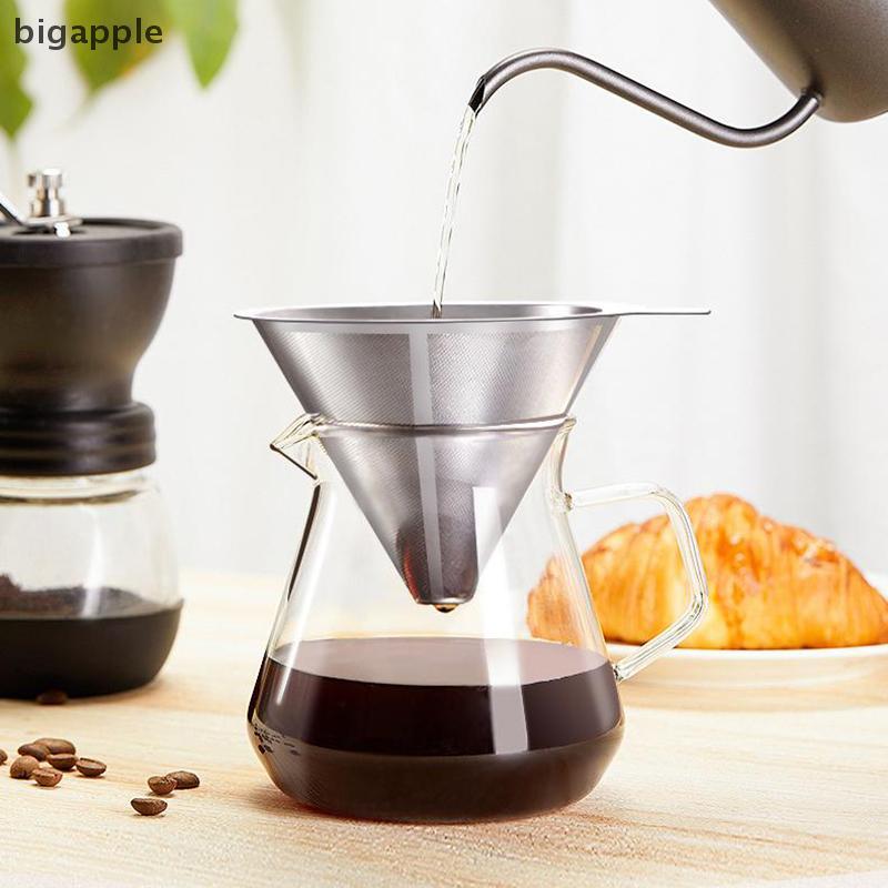 บิ๊กแอปเปิ้ล นํามาใช้ใหม่ผู้ถือกรองกาแฟอเนกประสงค์สองชั้นสแตนเลสกาแฟกรองชาอุปกรณ์กาแฟชงเครื่องมือ RD