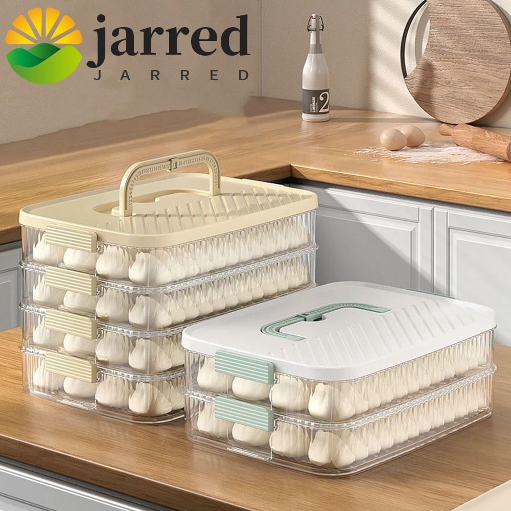 JARRED กล่องเก็บเกี๊ยวแช่แข็ง, กล่องเก็บเกี๊ยวพลาสติกหลายชั้น, ความจุขนาดใหญ่พิเศษพร้อมฝาปิดกล่องเกี๊ยวแช่แข็งด่วนสําหรับบ้าน