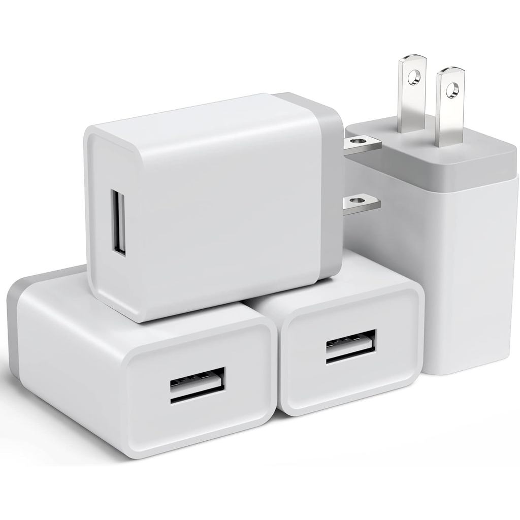 Cube ใช้งานร่วมกับ USB Wall Charger Block - 12W 4 แพ็ค, 2.4A/5V Power Adapter สําหรับ iPhone 13 12 1