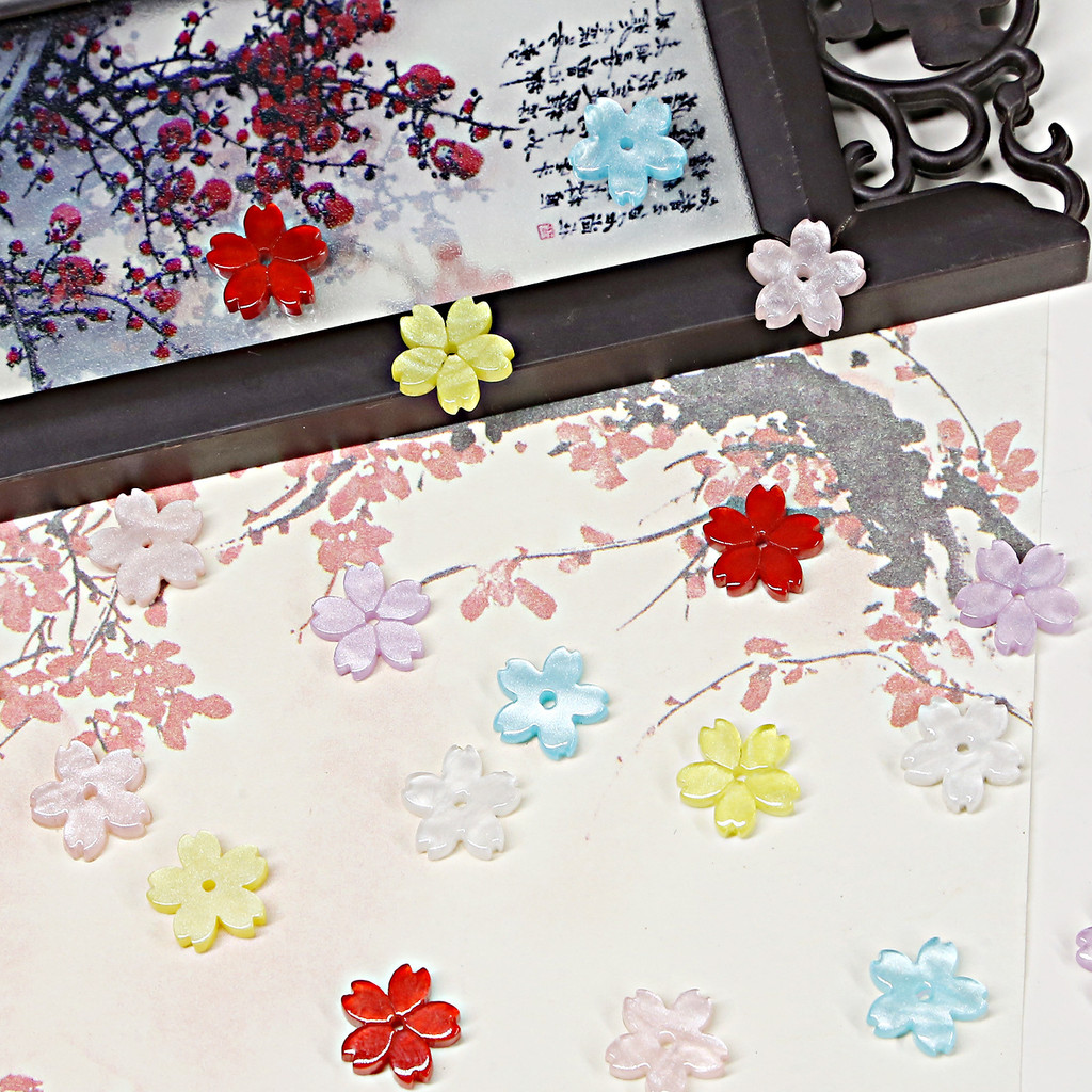 เครื่องประดับอะคริลิคลายเชอร์รีบลอสซอม ทำเอง DIY สำหรับสร้อยคอมินิคลิปและอุปกรณ์ตกแต่งเสื้อผ้าแบบดั้