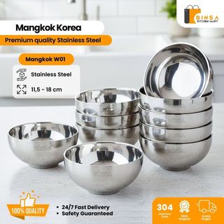 BINSA - Mangkok Stainless Korea Tebal Mangkuk Makan Sup Anti Karat W01