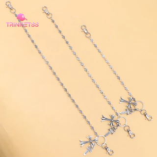 COD🚚ลูกปัดกลม ไม้กางเขน สตรีท ย้อนยุค โซ่กางเกง โซ่เอว ฮิปฮอป-Trinketss