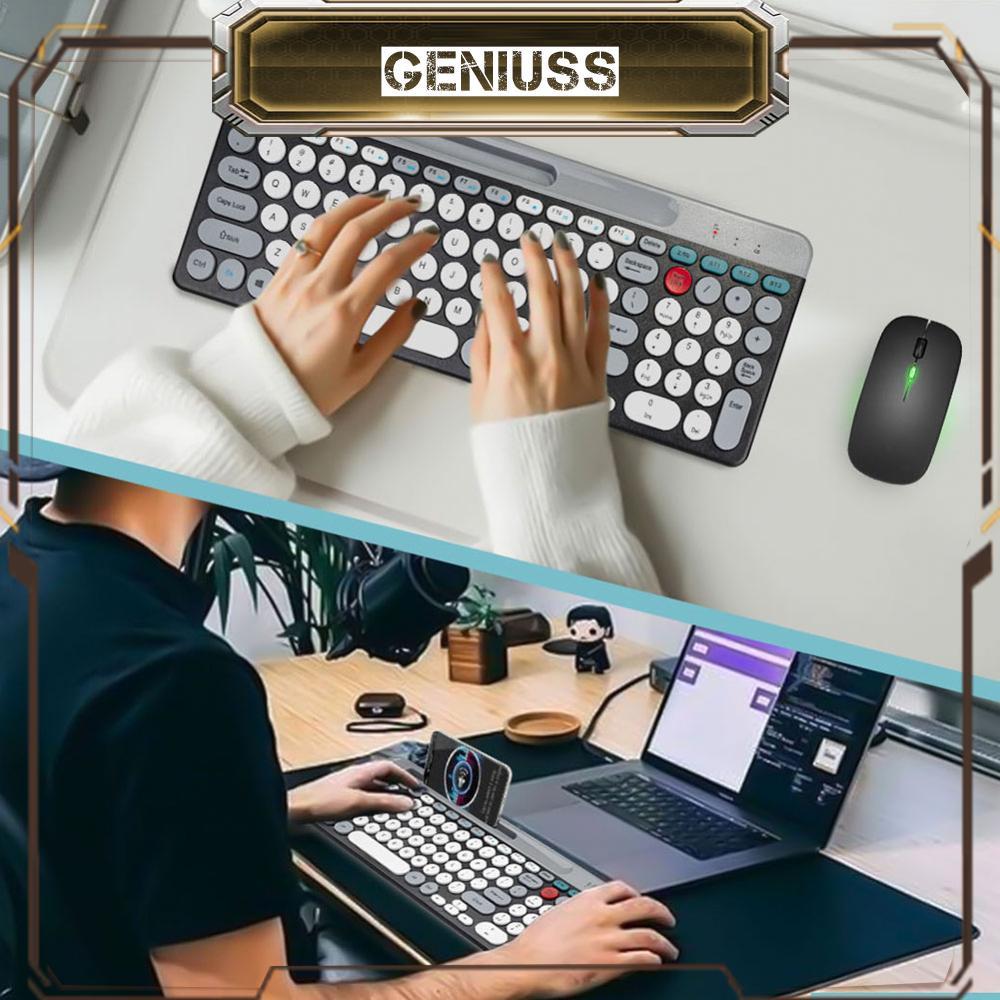 [geniuss.th] เมาส์คีย์บอร์ดหลายอุปกรณ์ไร้สาย 2.4Ghz BT 2 Mode สําหรับ /iOS/Android/Win7