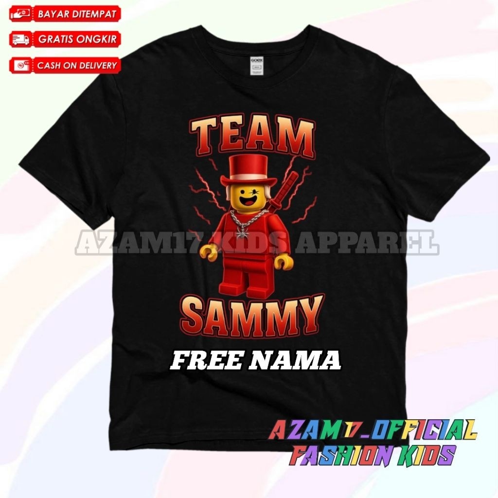 Roblox Team Sammy Kids เสื้อยืดชื่อฟรี / Roblox Game เสื้อยืดเด็ก ล่าสุด Sammy Team CharacterS-5XL