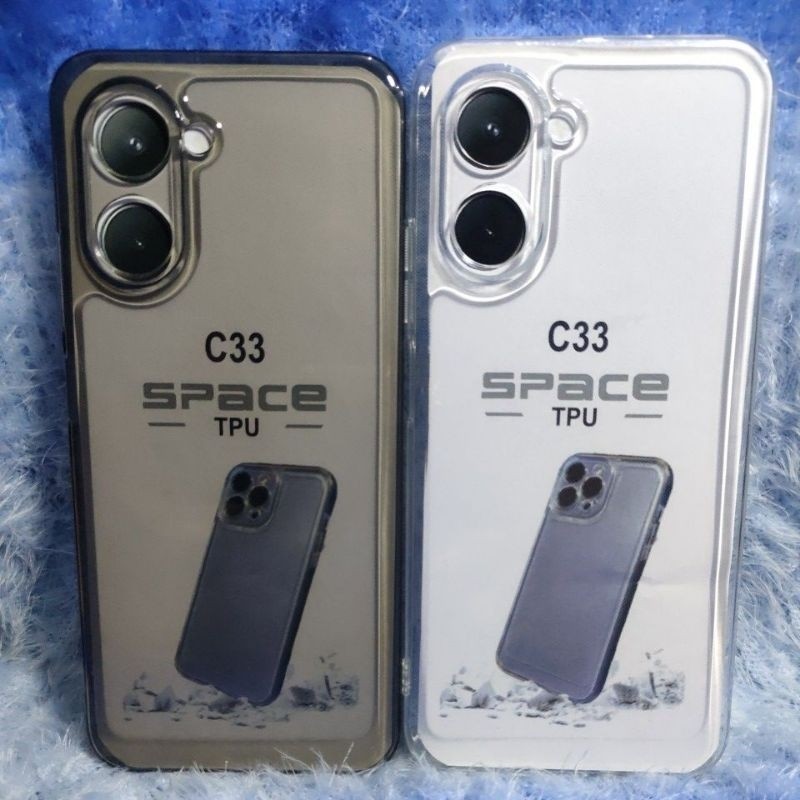 เคสนิ่ม Original Space Transparent Realme C33 Silicone+Protec Camera สีดําใส