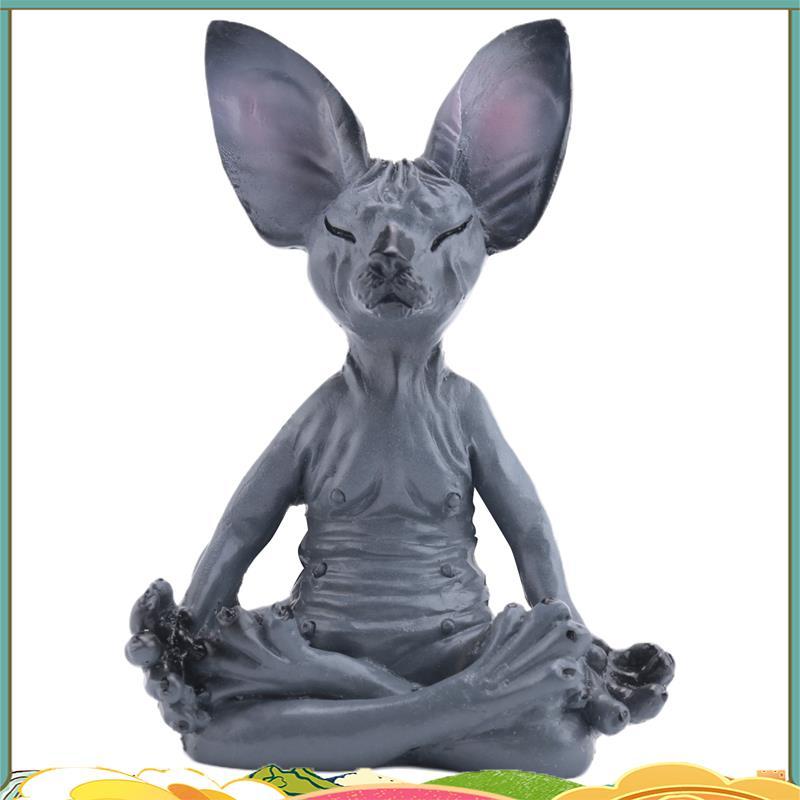 Sphynx Cat Meditate,Thinking Cat รูปปั้น,Medicating Thinking Cat,Sphynx Hairless Catสมาธิสะสมตกแต่ง