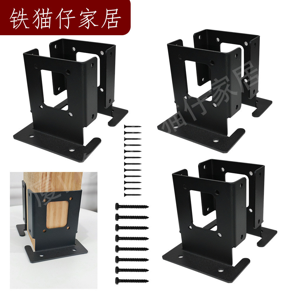 กลางแจ้ง Pavilion Cabin Bracket 4-Way มุมขวาคอลัมน์ไม้ชุดคานไม้รั้วฐานคอลัมน์ Aanch