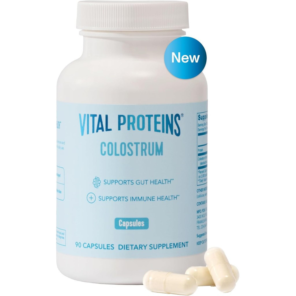 Vital Proteins Bovine Colostrum อาหารเสริม 90 แคปซูลสําหรับ Gut Health, Immune Support พร้อม 40% IgG