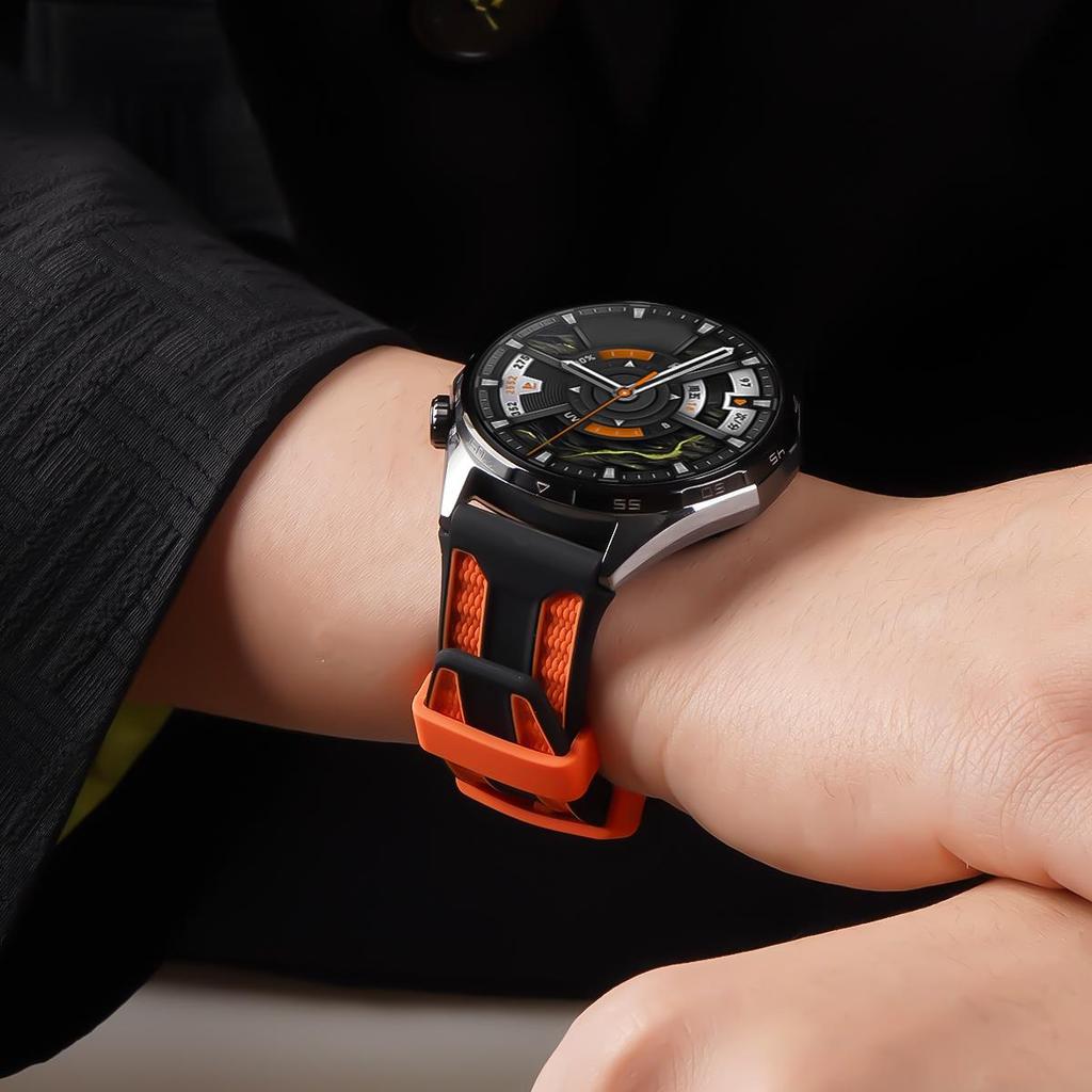 สายซิลิโคนสองสีสำหรับ Huawei Ultimate 2 นุ่มระบายอากาศได้ 22 มม. สายนาฬิกาสำหรับ Huawei Ultimate 2 - รูปที่ 6