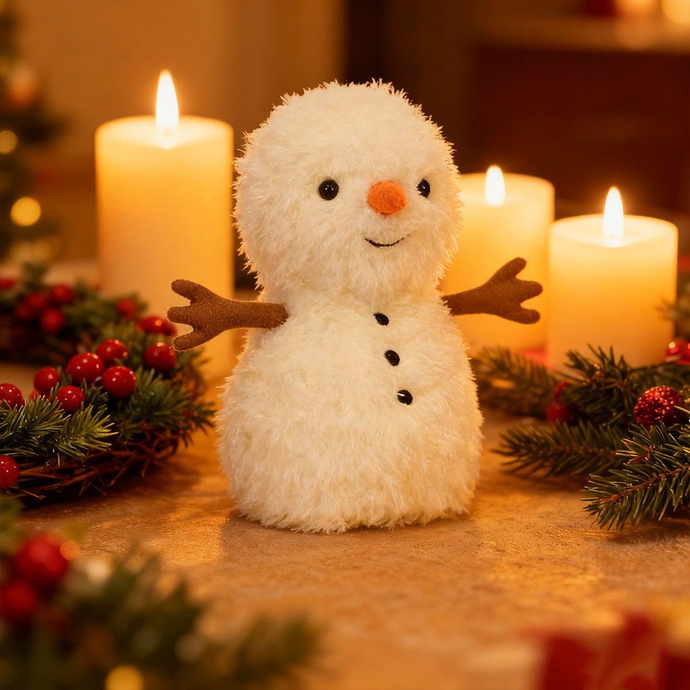 Jellycat Christmas Series Curly Snowman Cartoon Plush Doll Snowman Keychain Bag Backpack Purse Charm