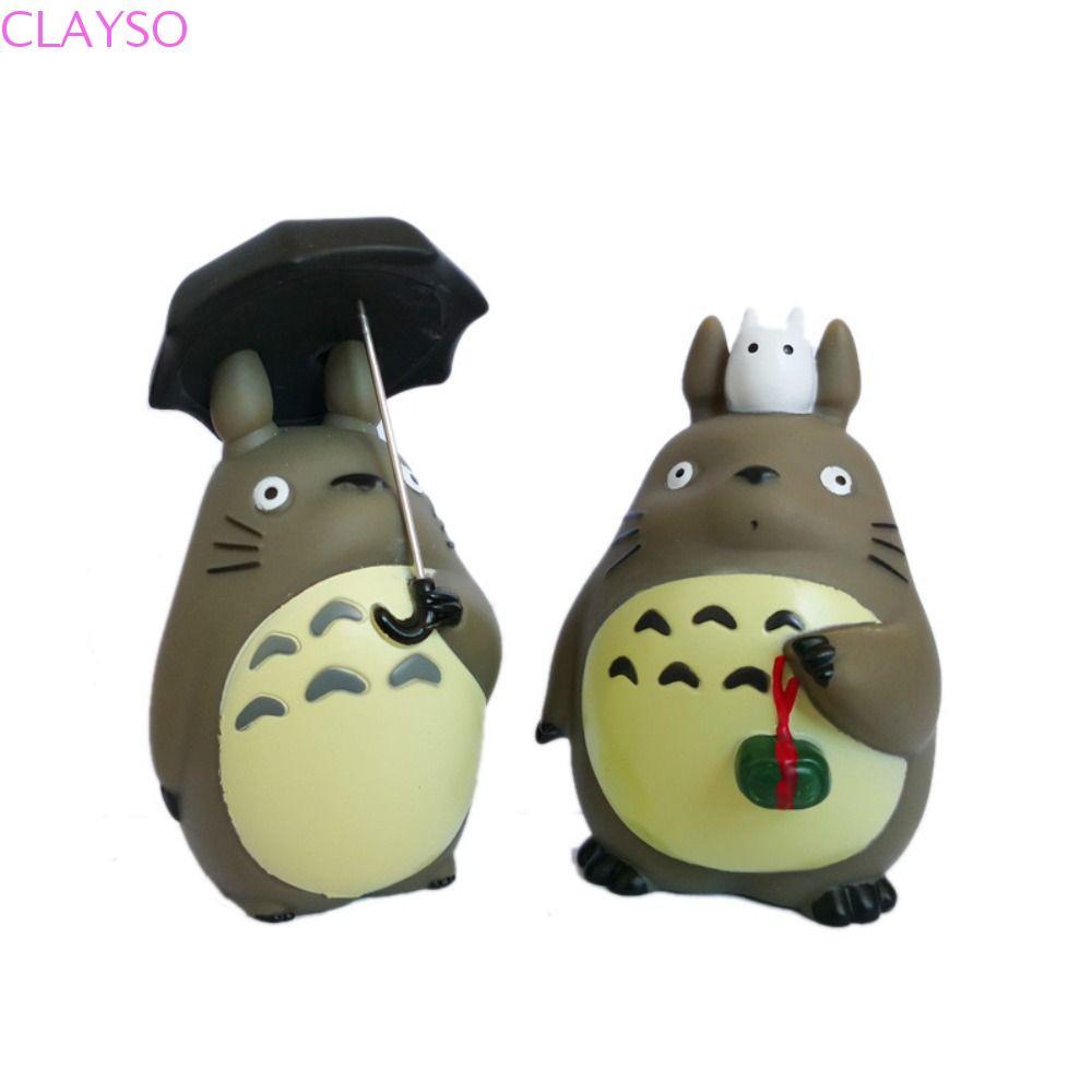 CLAYSO Totoro Action Figure, PVC ตุ๊กตาเครื่องประดับรถเพื่อนบ้านของฉัน Totoro รูป,สะสมอะนิเมะการ์ตูน