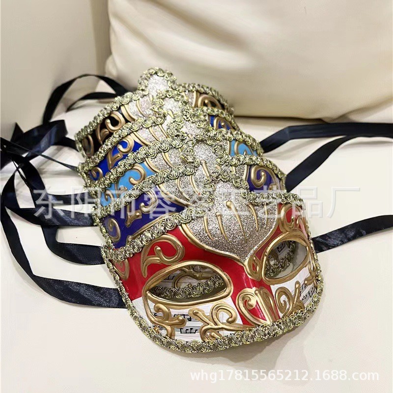 หรูหราครึ่งหน้า Venice Carnival Party Grimace หน้ากากแฟชั่นฮาโลวีน Carnival Dress Up