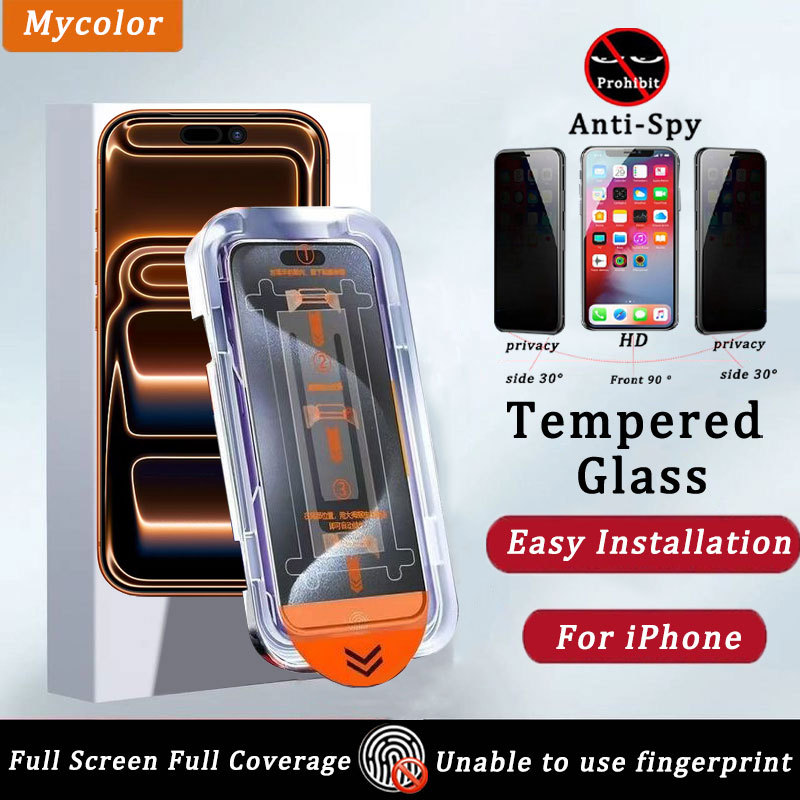 ทำความสะอาดฝุ่นโดยอัตโนมัติ ฟิล์มกระจก iิล์มกันเสือก กันมองข้าง สำหรับ iPhone iP 16 16E 15 14 13 12 