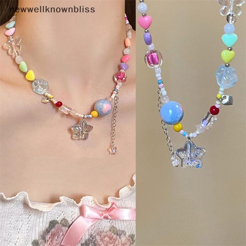 สร้อยคอลูกปัด Bohemian Style สำหรับผู้หญิง สไตล์ Y2K พร้อมจี้ดาวห้าแฉก เครื่องประดับ.Cl