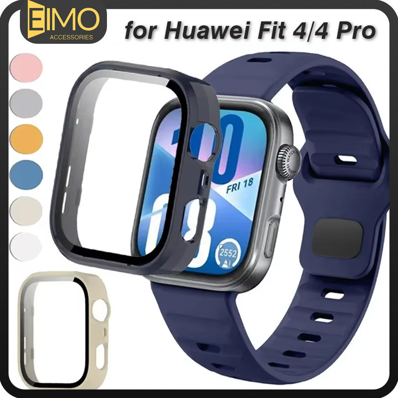 เคส แบบPC ปกกระจกนิรภัย for Huawei Watch Fit 4 / 4 Pro เคส แบบTPU กรณีป้องกัน Gores ป้องกันหน้าจอ Case for Huawei Fit 4
