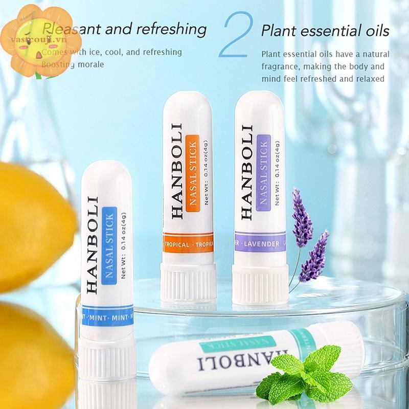 VASTJI 4 ชิ้น Nasal Stick Boosts Focus เสริมการหายใจให้ Fresh Sensation Aromatherapy Inhaler ป้องกัน