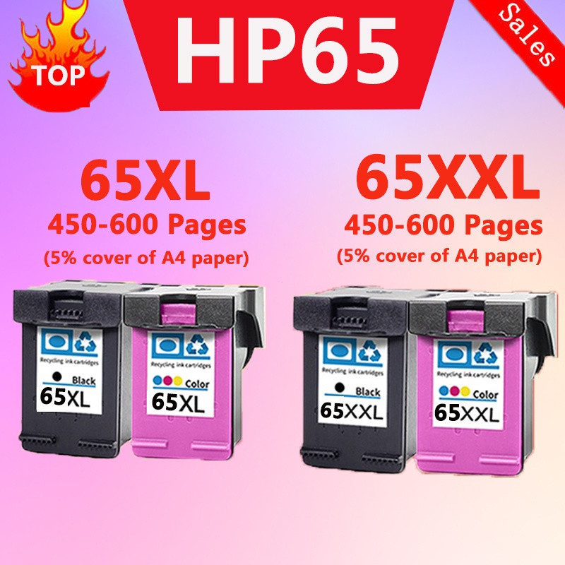 ใช้งานร่วมกับ HP65XXL HP 65XL ตลับหมึก HP 65 ตลับหมึก HP 65XL สีดําเติมหมึกรีฟิลสําหรับ 3723 / 3724 