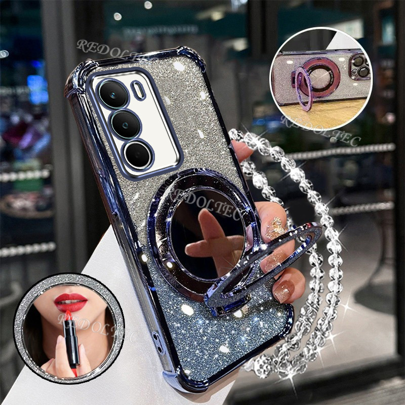 ZXCA กรณี Reame C71 Glitter เคสโทรศัพท์สไตล์ใหม่เลนส์รวมทุกอย่างหรูหรา High-End กระจกหญิงวงเล็บแม่เห