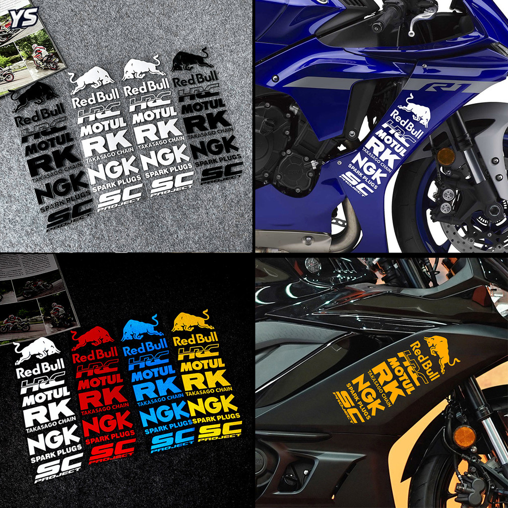 Sponsor หมวกกันน็อคสติกเกอร์แข่งรถจักรยานยนต์ Red Bull NGK HRC MOTUL Custom Decals อุปกรณ์เสริมรถจัก