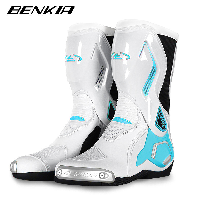รองเท้าบู๊ตขี่มอเตอร์ไซค์ Benkia สำหรับผู้ชายและผู้หญิง รองเท้าแข่งออฟโรดกันลื่น