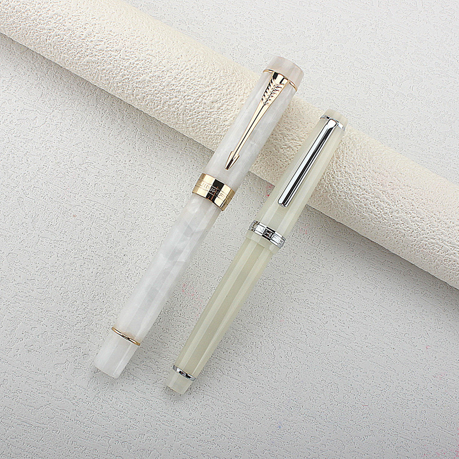 Jinhao 100th Century อะคริลิคเกล็ดหิมะสีขาว Fountain ปากกาผู้ใหญ่สํานักงานเขียนการประดิษฐ์ตัวอักษรเฉพาะฝึกประดิษฐ์ตัวอักษร Fountain ปากกาใน