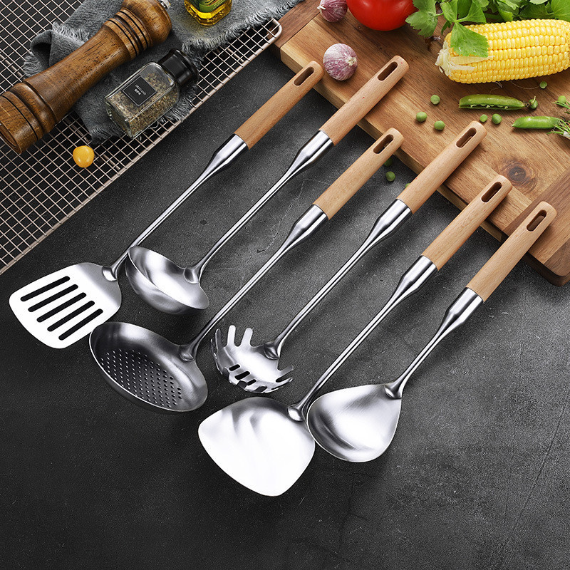 ช้อนซุป Pot Shovel หนึ่งชุด 304 จานสแตนเลสพลั่วครัวบ้านผัดพลั่ว ช้อนซุป ช้อนซุป ฟังก์ชั่นหลากหลาย