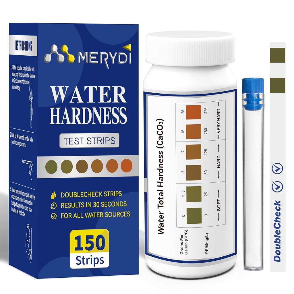 Water Hardness Test Kit,150 Strips-Double Color Pads,Hard Water Test Kit for Home,Drinking Water Tap