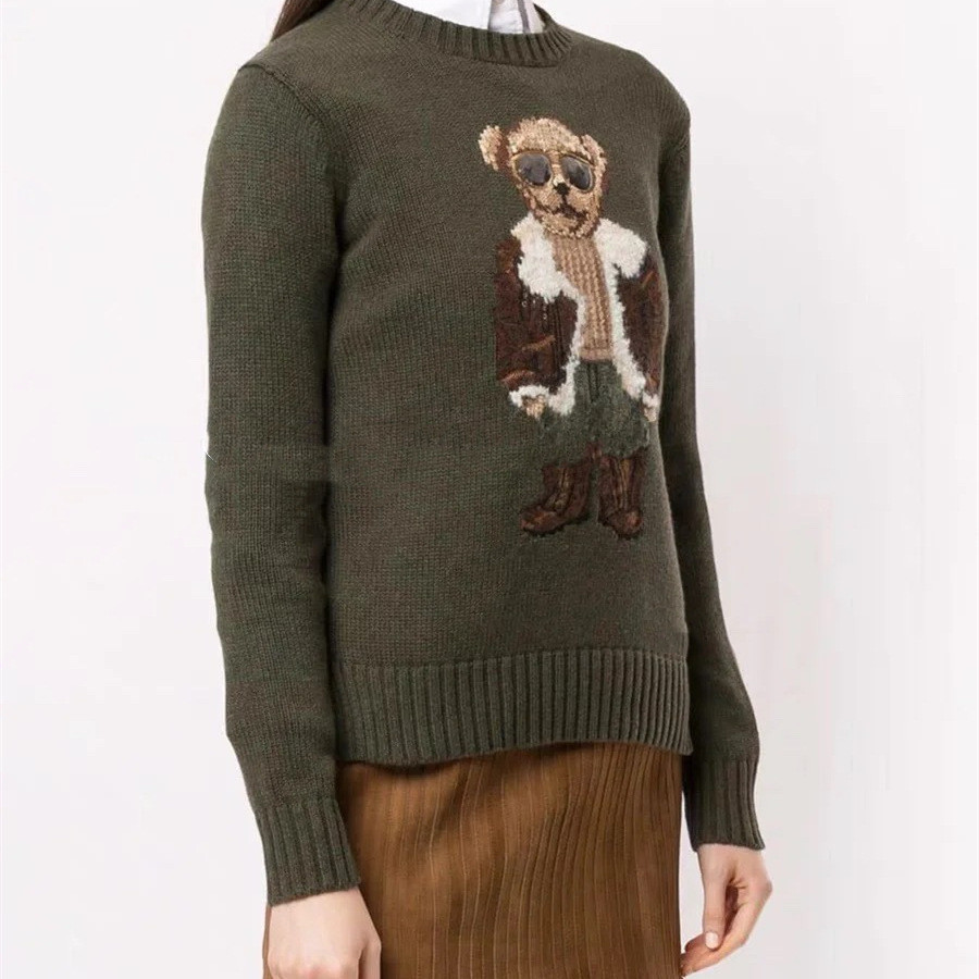 FTX3 RL 20244 ฤดูใบไม้ร่วงฤดูหนาวผ้าฝ้ายแท้ Heavy Industry การ์ตูนหมีรอบคอวิทยาลัย Age-Reduction All